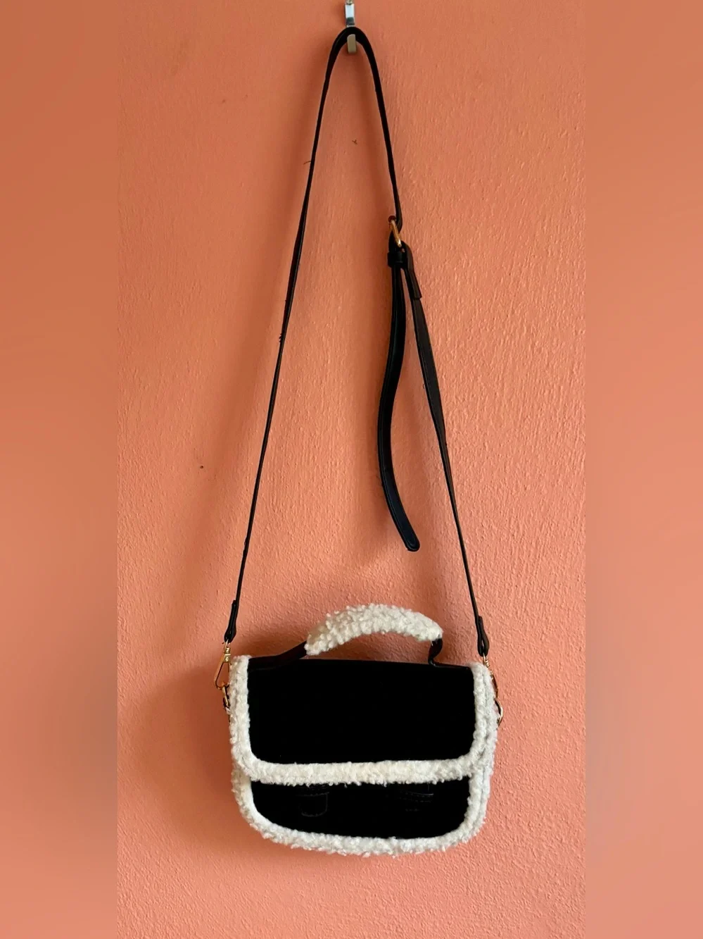 Amani Suede Black and Cream Women's Crossbody Bag